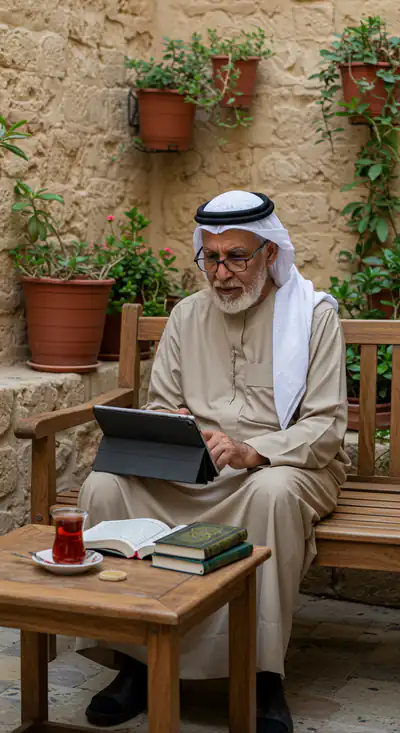 دارس يتابع دراسته عن بُعد